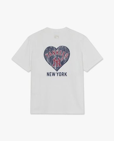  MLB - Áo thun unisex cổ tròn tay ngắn Big Heart Logo 