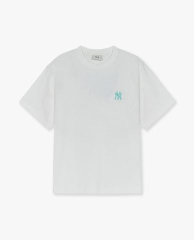  MLB - Áo thun unisex cổ tròn tay ngắn Varsity Cursive Over Fit 