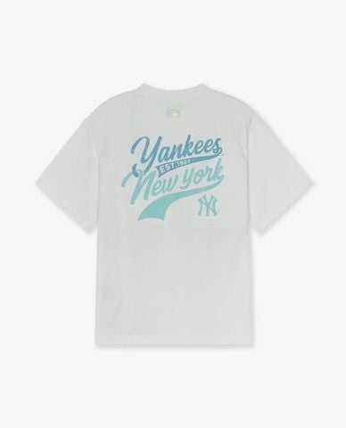  MLB - Áo thun unisex cổ tròn tay ngắn Varsity Cursive Over Fit 