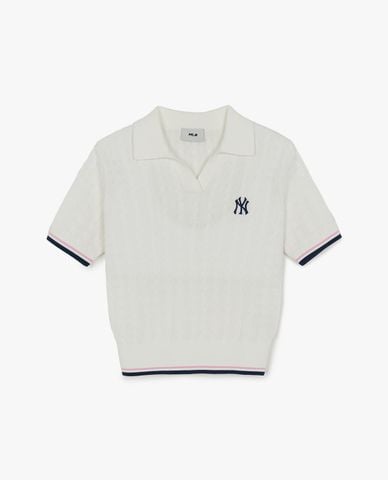  MLB - Áo polo nữ dệt kim tay ngắn Varsity 