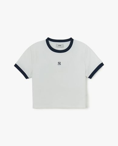  MLB - Áo croptop nữ cổ tròn tay ngắn Ringer Slim 