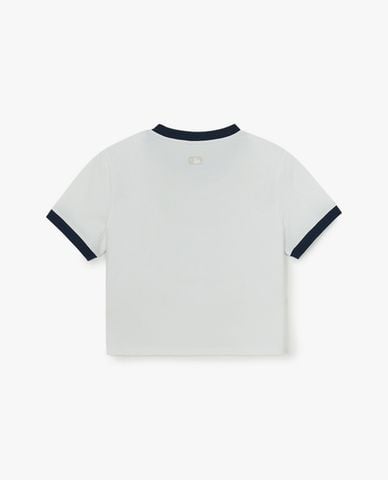  MLB - Áo croptop nữ cổ tròn tay ngắn Ringer Slim 