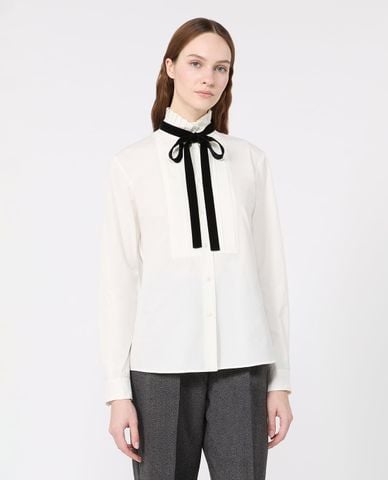  WEEKEND MAX MARA - Áo sơ mi nữ cổ bèo tay dài phối dây Wkiaceto 