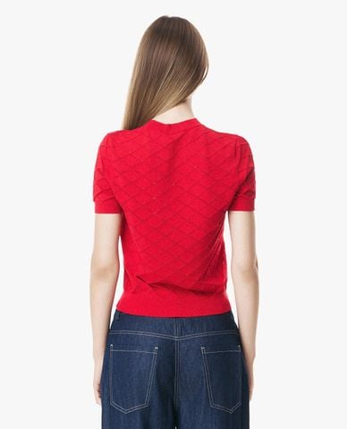  GIGI - Áo dệt kim nữ cổ tròn tay ngắn phom ôm 
