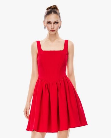  GIGI - Đầm hai dây mini cổ vuông dáng xoè 