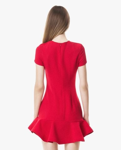  GIGI - Đầm mini cổ tròn tay ngắn xòe bèo đính nơ 