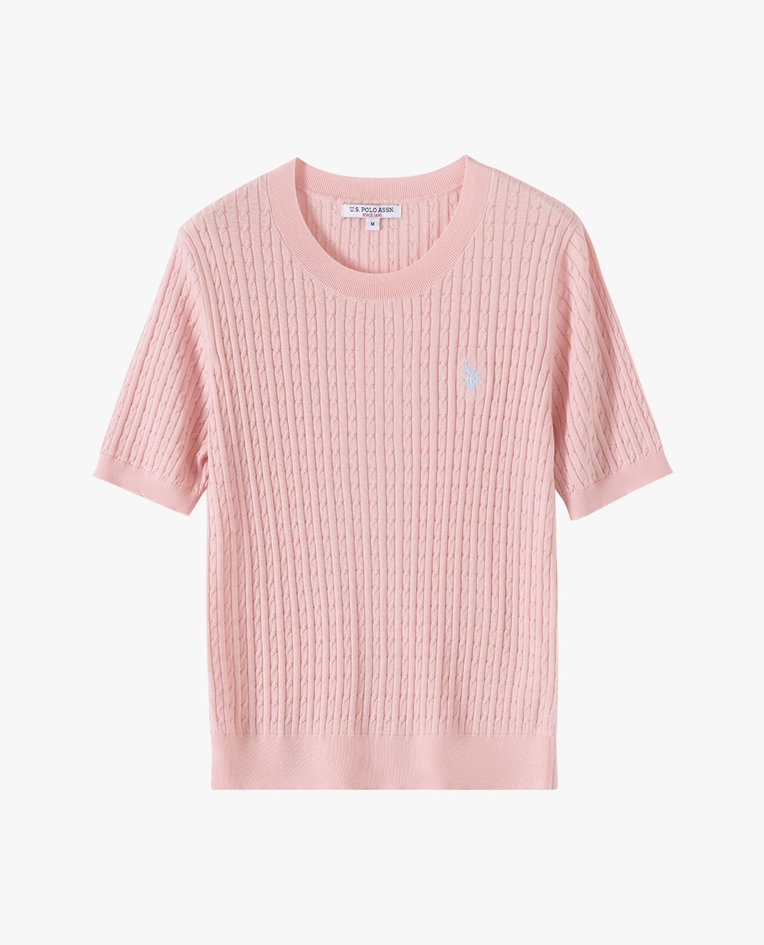 USPA - Áo dệt kim nữ cổ bẻ tay ngắn thêu logo