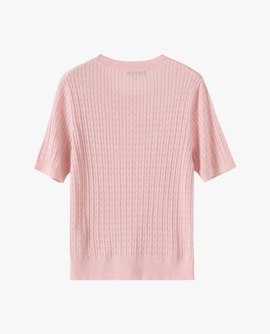  USPA - Áo dệt kim nữ cổ bẻ tay ngắn thêu logo 