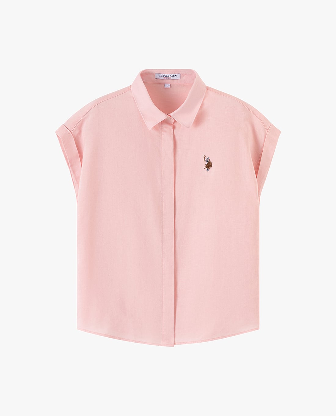 USPA - Áo sơ mi nữ cổ bẻ tay gập thêu logo