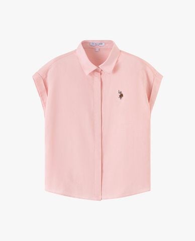  USPA - Áo sơ mi nữ cổ bẻ tay gập thêu logo 