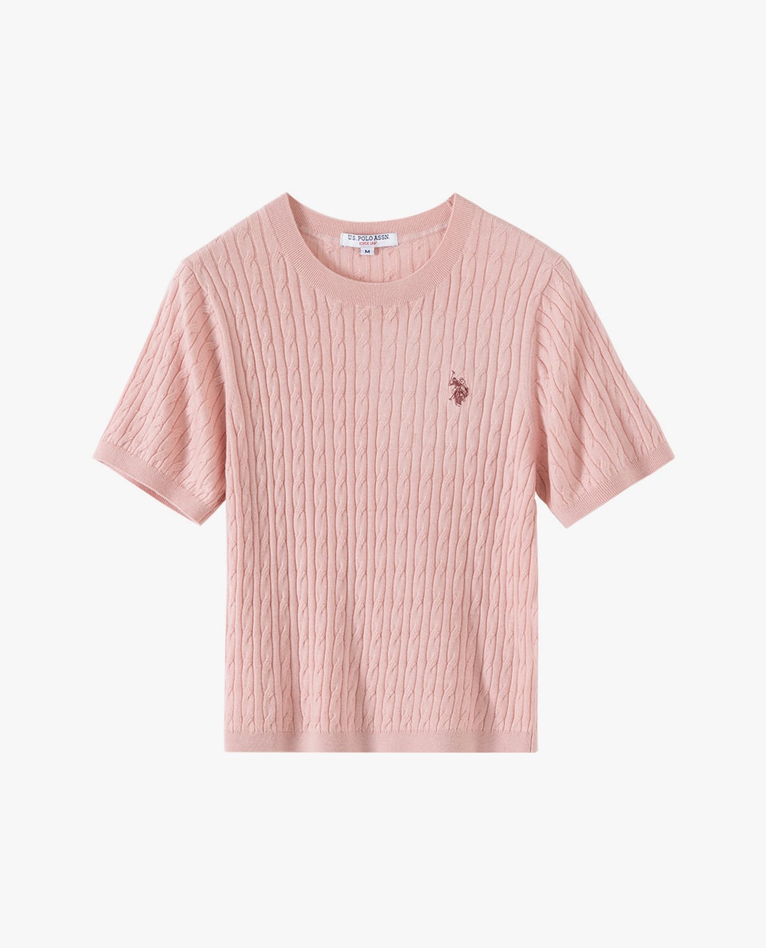 USPA - Áo dệt kim nữ cổ tròn tay ngắn thêu logo