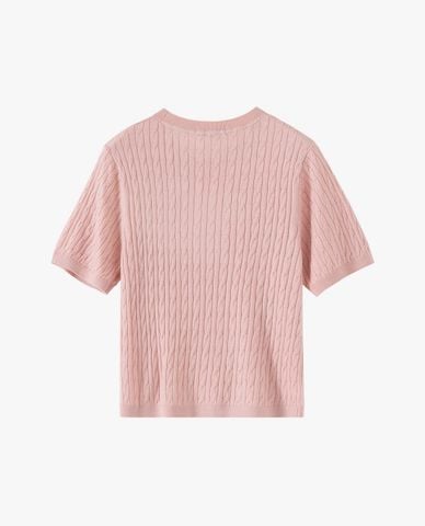  USPA - Áo dệt kim nữ cổ tròn tay ngắn thêu logo 