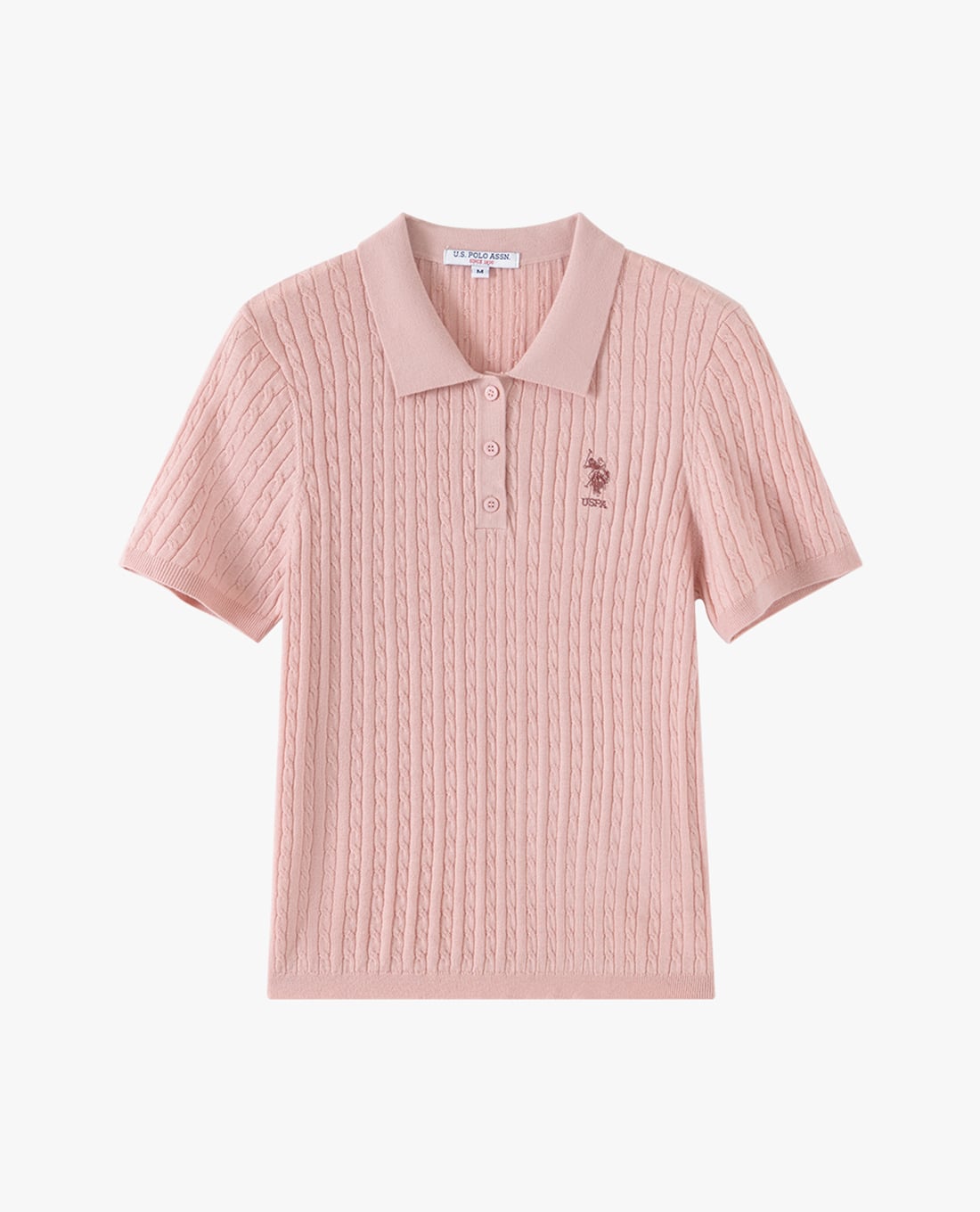 USPA - Áo dệt kim nữ cổ bẻ tay ngắn thêu logo