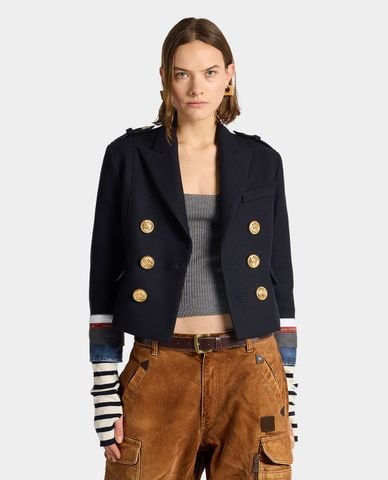  DSQUARED2 - Áo khoác croptop nữ hai hàng nút 