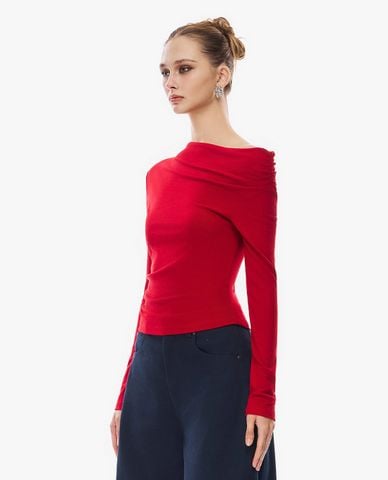  GIGI - Áo kiểu nữ cổ lệch tay dài phom ôm 