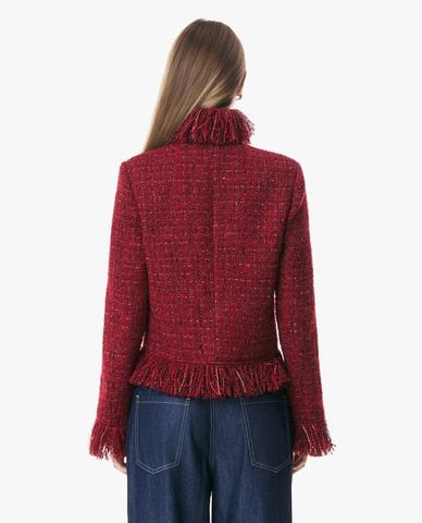  GIGI - Áo khoác tweed nữ cổ cao phối tua rua 