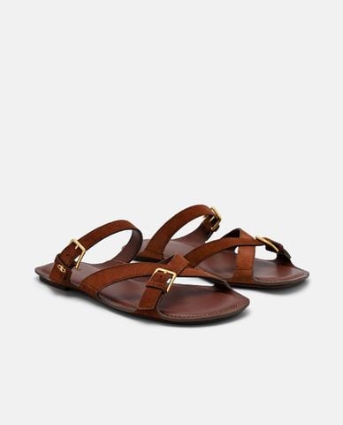  PEDRO - Giày sandals nữ đế bệt quai chéo 