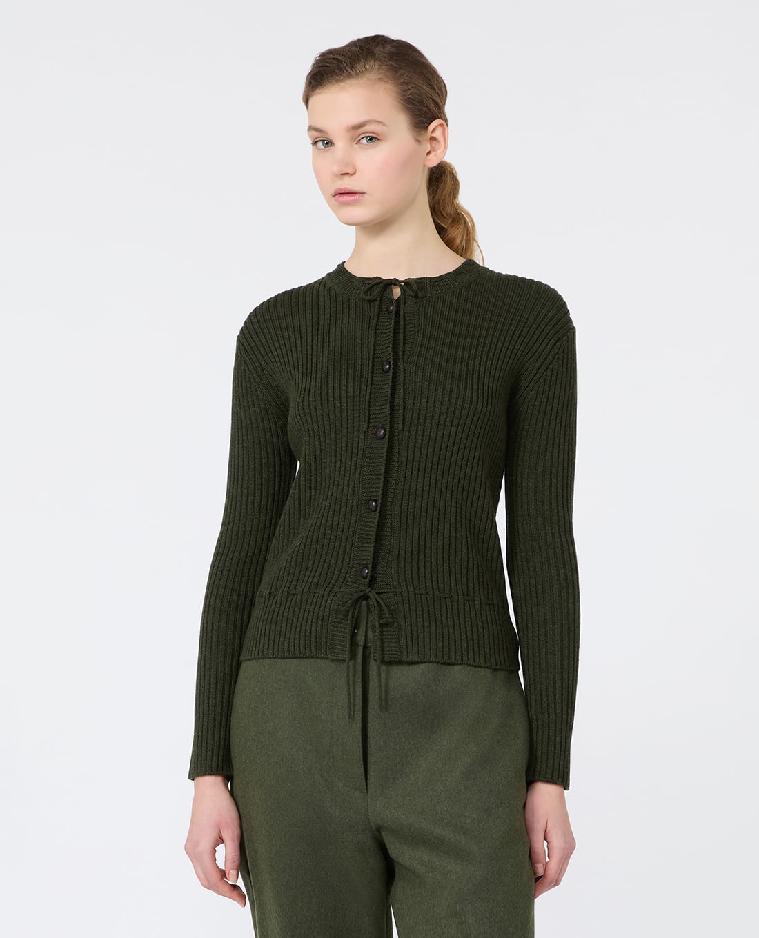 WEEKEND MAX MARA - Áo khoác dệt kim nữ tay dài Wkskaki