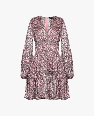  GIGI - Đầm xếp tầng mini cổ V tay phồng hoa nhí 