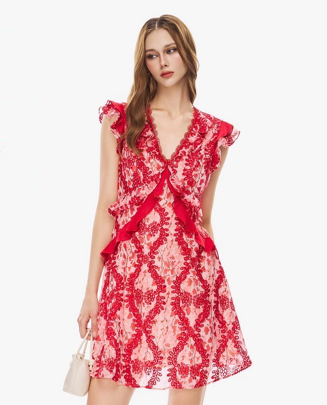 GIGI - Đầm sát nách mini cổ V phối ren