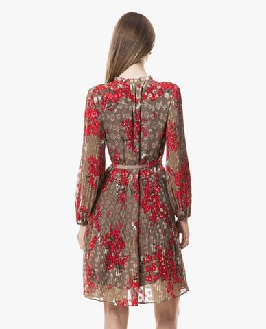  GIGI - Đầm sơ mi mini cổ V tay phồng họa tiết hoa 