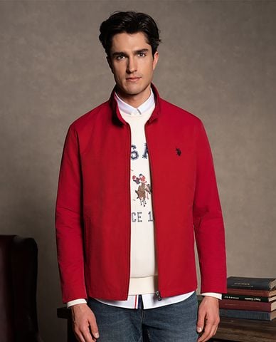  USPA - Áo khoác thể thao nam cổ trụ tay dài thêu logo 