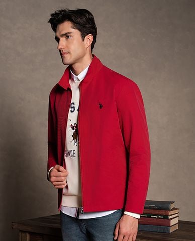  USPA - Áo khoác thể thao nam cổ trụ tay dài thêu logo 