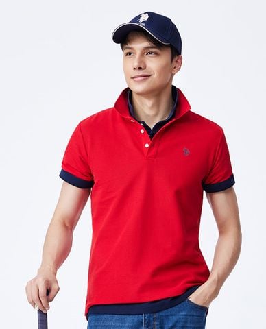  USPA - Áo polo nam cổ bẻ tay ngắn thêu logo 