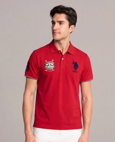 USPA - Áo polo nam cổ bẻ tay ngắn phối viền thêu logo 