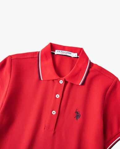  USPA - Đầm polo midi tay ngắn phối viền 