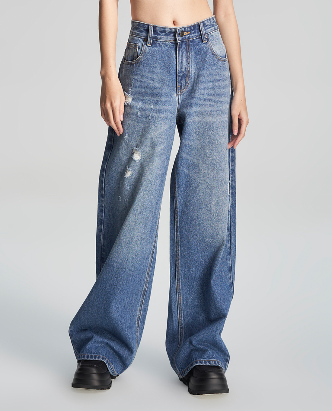 GIGI - Quần jeans nữ ống rộng trẻ trung