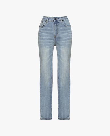  GIGI - Quần jeans nữ ống đứng lưng cao wash bạc 
