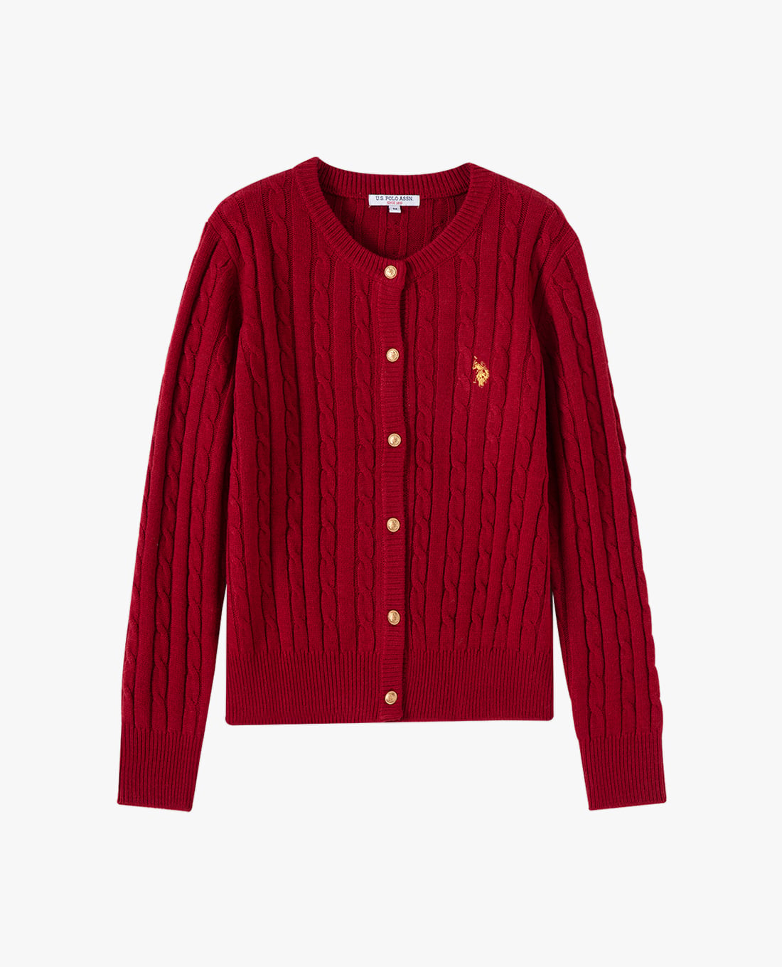 USPA - Áo khoác cardigan nữ cổ tròn dệt vặn thừng