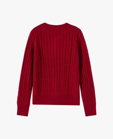  USPA - Áo khoác cardigan nữ cổ tròn dệt vặn thừng 