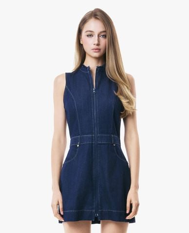  GIGI - Đầm denim mini sát nách khóa kéo 