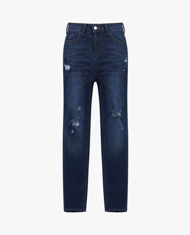  GIGI - Quần jeans nữ ống đứng wash bạc mài rách 