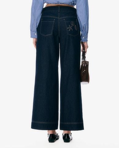  GIGI - Quần jeans nữ ống rộng thêu họa tiết 