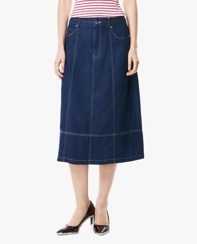  GIGI - Chân váy denim midi phom chữ A 