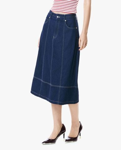  GIGI - Chân váy denim midi phom chữ A 