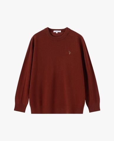  USPA - Áo dệt kim nam cổ tròn tay dài thêu logo 