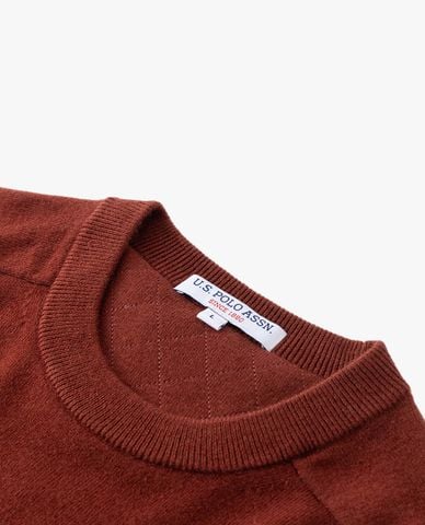  USPA - Áo dệt kim nam cổ tròn tay dài thêu logo 