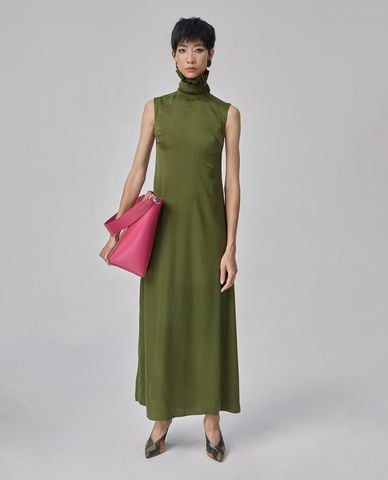  THOME - Đầm sát nách midi cổ bèo Đài Sen 