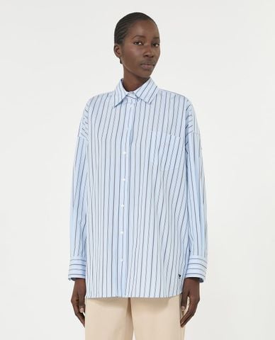  WEEKEND MAX MARA - Áo sơ mi nữ cổ bẻ tay dài kẻ sọc Wkdamour 