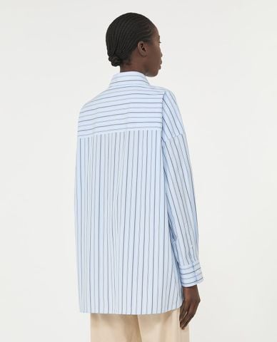  WEEKEND MAX MARA - Áo sơ mi nữ cổ bẻ tay dài kẻ sọc Wkdamour 