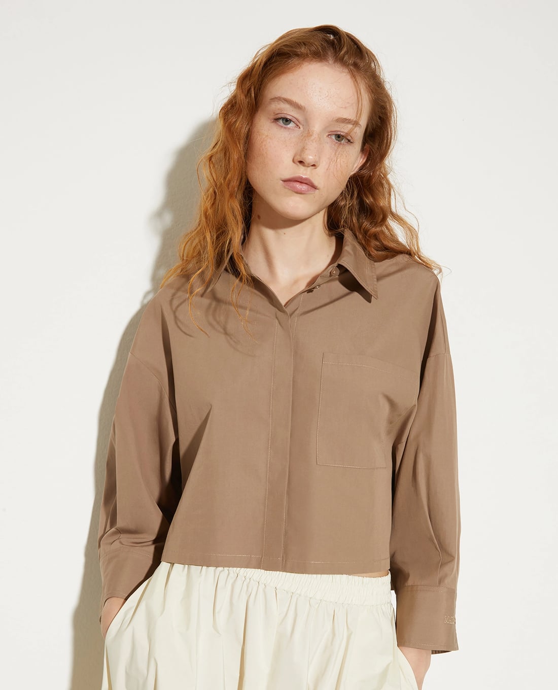 MAX&Co. - Áo sơ mi nữ tay dài phom croptop Mcoveloce