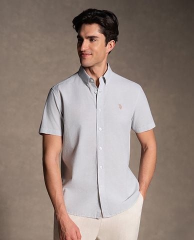  USPA - Áo sơ mi nam cổ bẻ tay ngắn thêu logo 