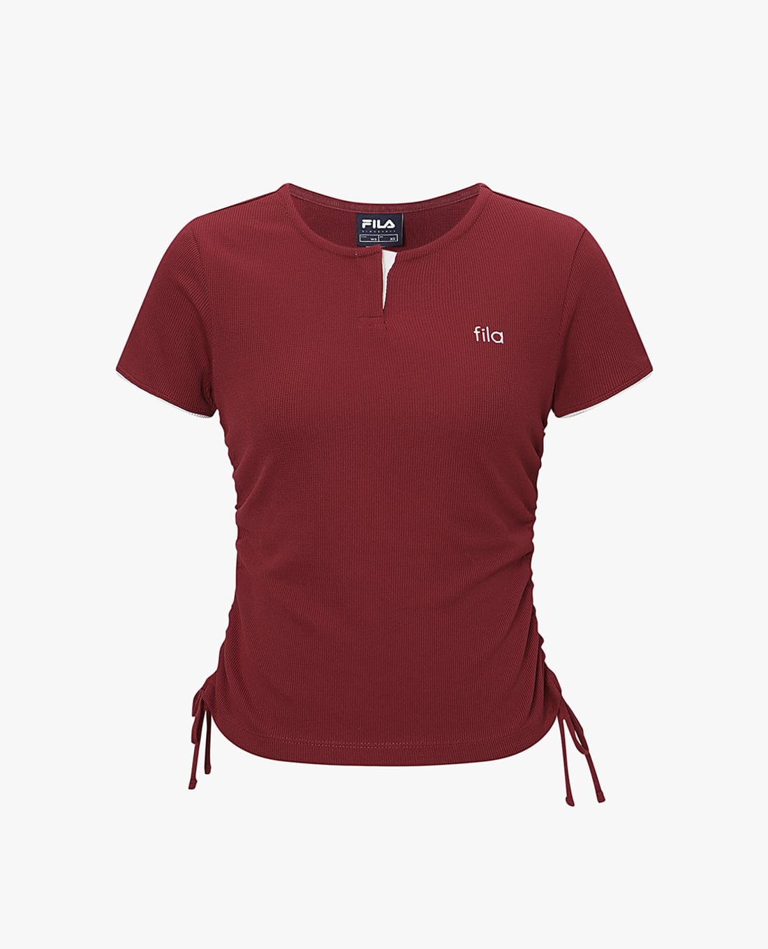 FILA - Áo thun nữ cổ tròn tay ngắn phối dây rút