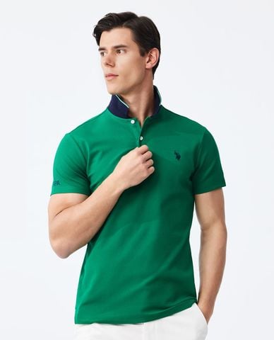  USPA - Áo polo nam tay ngắn phối viền thêu logo 