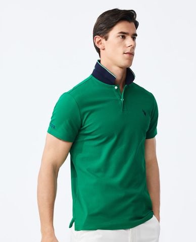  USPA - Áo polo nam tay ngắn phối viền thêu logo 