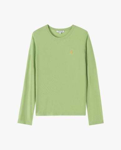  USPA - Áo dệt kim nữ cổ tròn tay dài thêu logo 